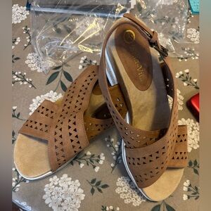 Bella Vita Tan wedge heeled sandals. New condition. Size 10 Narrow.